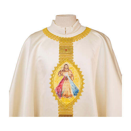 Casula raso misto seta ovale Gesù Misericordioso dipinto a mano Vebi Confezioni 2