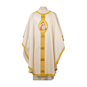 Chasuble mixed silk satin oval hand-painted Merciful Jesus, Vebi Confezioni