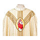 Casulla de poliéster con cuello de anillo invertido y óvalo del Buen Pastor pintado a mano Vebi Confezioni s10