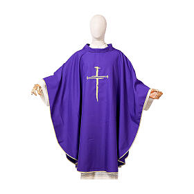 Chasuble en fil doré Croix Clou col roulé Vebi Confezioni