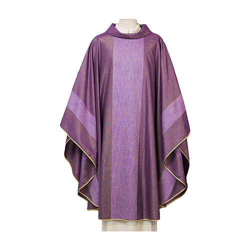 Classic priest chasuble in wool, silk, and lurex by Vebi Confezioni 3