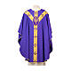 Chasuble with gold trim, crosses, and oval IHS, plain neckline, polyester, Vebi Confezioni s1