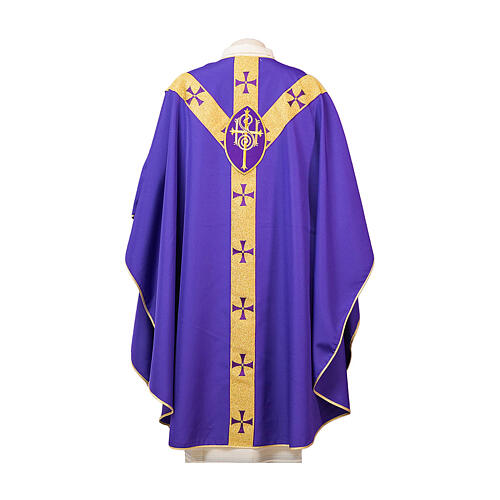 Chasuble galon or, croix et ovale IHS col ras du cou en polyester Vebi Confezioni 4
