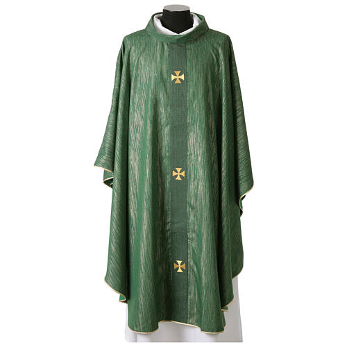 Gamma Chasuble in polyester and viscose with six embroidered crosses 2