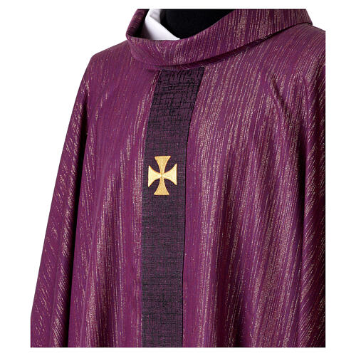 Gamma Chasuble in polyester and viscose with six embroidered crosses 11