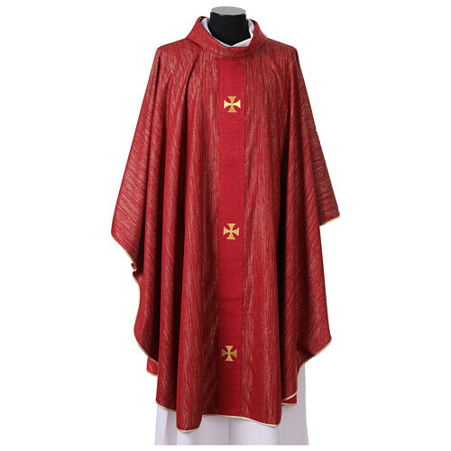 Casulla Gamma de poliéster y viscosa con seis cruces bordadas 6