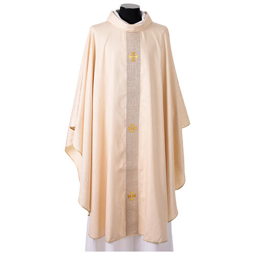 Casulla Gamma de poliéster y viscosa con seis cruces bordadas 8