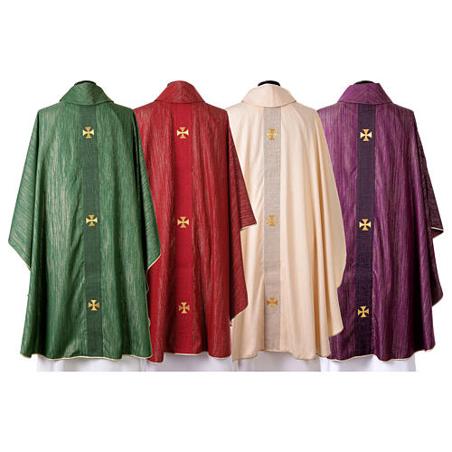 Chasuble Gamma in Polyester and Viscose with Six Embroidered Crosses 12