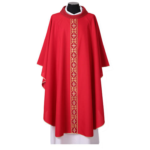 Gamma chasuble with machine-embroidered stole, gold floral motifs 4