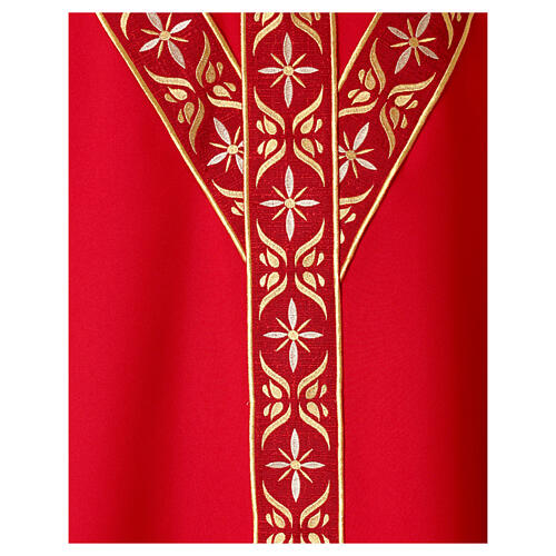 Casula croce di sant'Andrea Gamma ricami floreali filo dorato 4