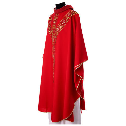 Casula croce di sant'Andrea Gamma ricami floreali filo dorato 5