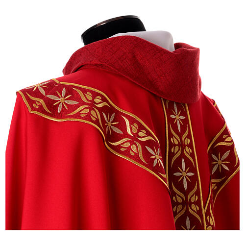 Casula croce di sant'Andrea Gamma ricami floreali filo dorato 6