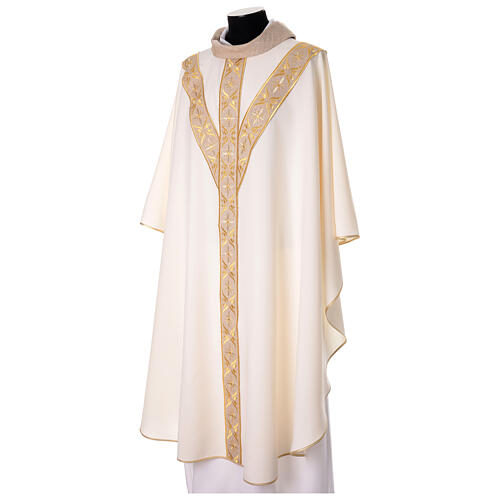 Casula croce di sant'Andrea Gamma ricami floreali filo dorato 8