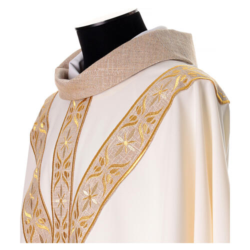 Casula croce di sant'Andrea Gamma ricami floreali filo dorato 9