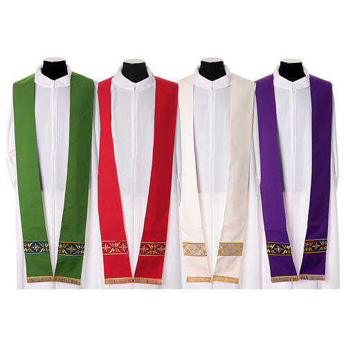 Casula croce di sant'Andrea Gamma ricami floreali filo dorato 14