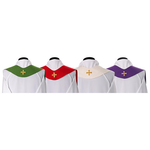 Casula croce di sant'Andrea Gamma ricami floreali filo dorato 19