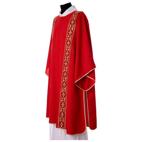 Polyester dalmatic by Gamma with galloons, golden floral seams 5