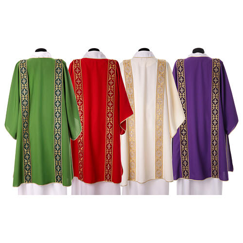 Polyester dalmatic by Gamma with galloons, golden floral seams 10