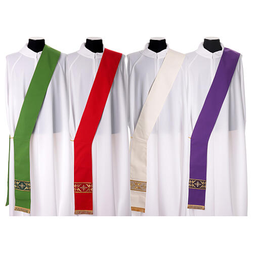 Polyester dalmatic by Gamma with galloons, golden floral seams 11