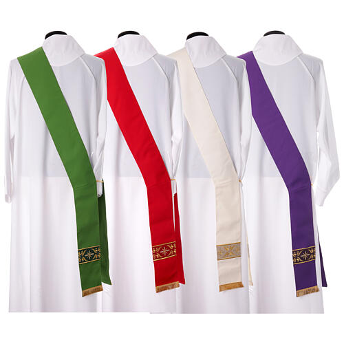 Polyester dalmatic by Gamma with galloons, golden floral seams 16