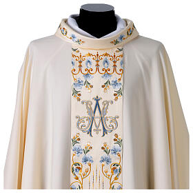 Marian chasuble by Gamma in wool with embroidered satin panel