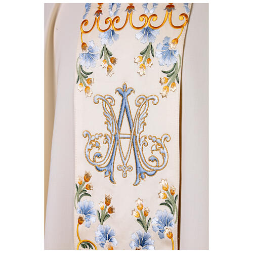 Chasuble mariale Gamma en laine satinée brodée 3