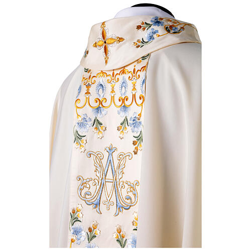 Chasuble mariale Gamma en laine satinée brodée 6