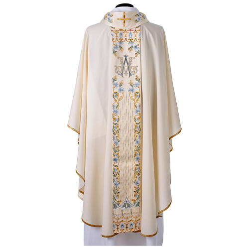 Chasuble mariale Gamma en laine satinée brodée 8