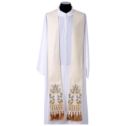 Chasuble mariale Gamma en laine satinée brodée 9