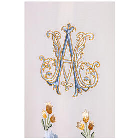Gamma Marial chasuble in polyester with embroidered cross and flowers
