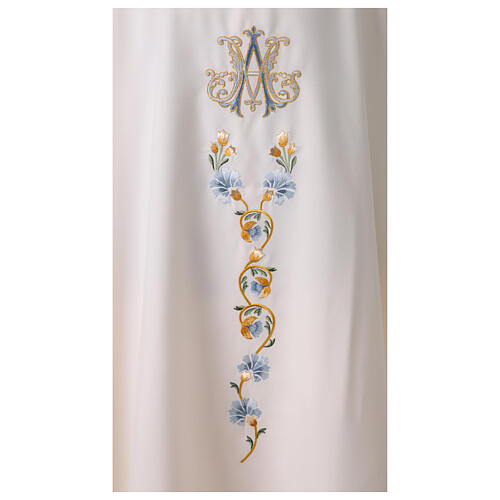 Gamma Marial chasuble in polyester with embroidered cross and flowers 5