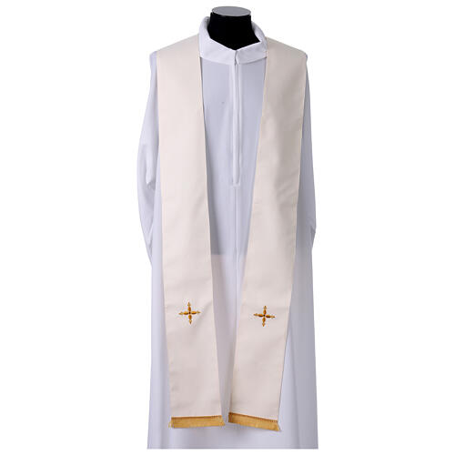 Gamma Marial chasuble in polyester with embroidered cross and flowers 7
