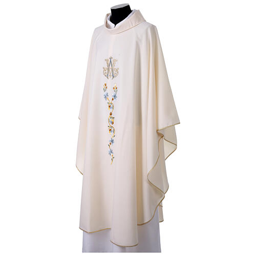 Casula Mariana Gamma in poliestere ricamo mantello croce e fiori 4