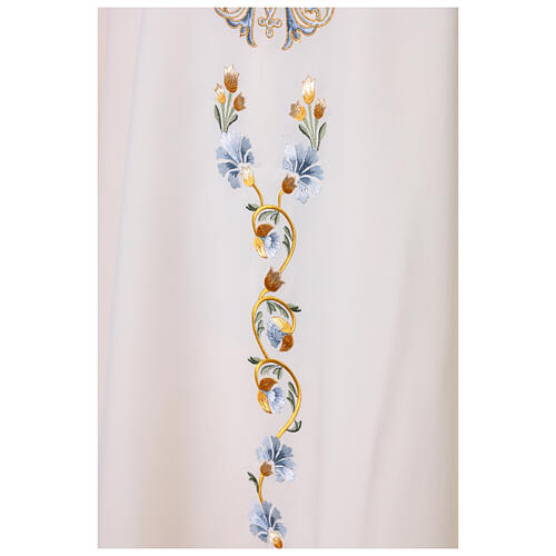 Marian Chasuble Gamma in Polyester with Mantle Cross and Flower Embroidery 3