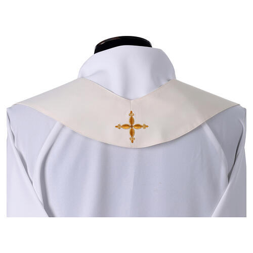 Marian Chasuble Gamma in Polyester with Mantle Cross and Flower Embroidery 9