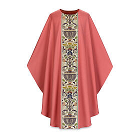 Casulla bordada rosa Slabbinck con entorchado decorado
