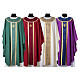 Slabbinck chasuble in 100% wool, damask decorations and embroidered cross s1