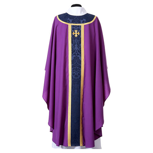 Chasuble Slabbinck 100% laine damassée croix brodée 8