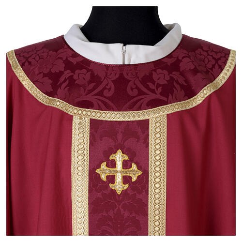 Chasuble Slabbinck 100% laine damassée croix brodée 5