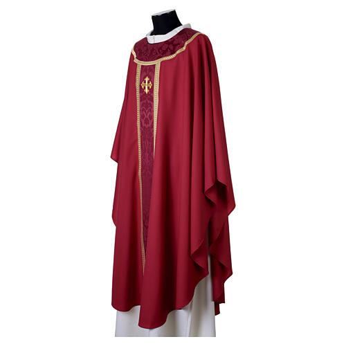 Chasuble Slabbinck 100% laine damassée croix brodée 12