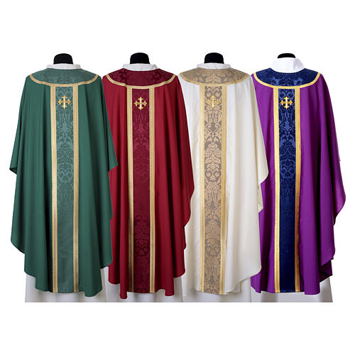 Chasuble Slabbinck 100% laine damassée croix brodée 15