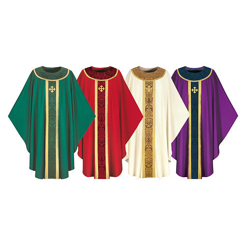 Slabbinck Chasuble 100% Wool Damask Embroidered Cross 1