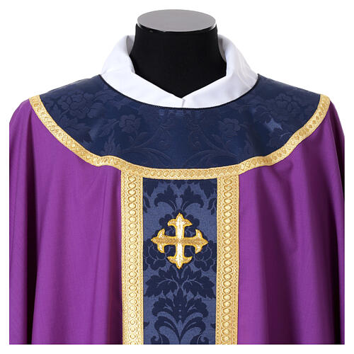 Slabbinck Chasuble 100% Wool Damask Embroidered Cross 2
