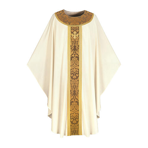 Slabbinck Chasuble 100% Wool Damask Embroidered Cross 4