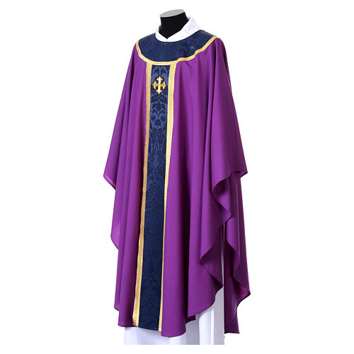 Slabbinck Chasuble 100% Wool Damask Embroidered Cross 7