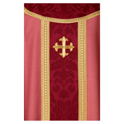 Slabbinck rose damask chasuble with embroidered cross 3