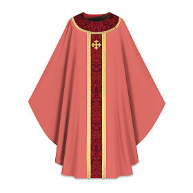 Casula Slabbinck rosa damasco con croce ricamata