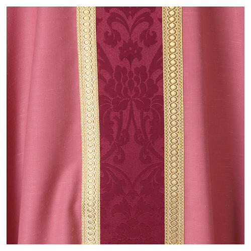 Slabbinck Pink Damask Chasuble with Embroidered Cross 5