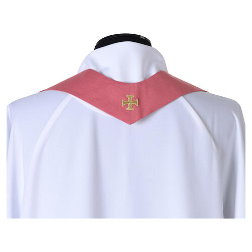 Slabbinck Pink Damask Chasuble with Embroidered Cross 8
