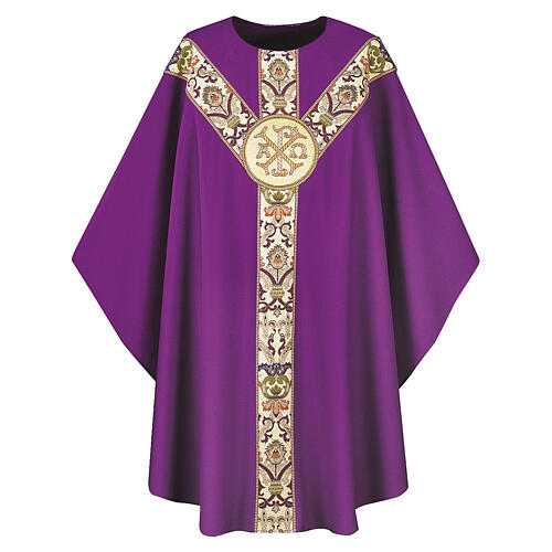 Slabbinck chasuble with hand-embroidered symbol on brocade 3